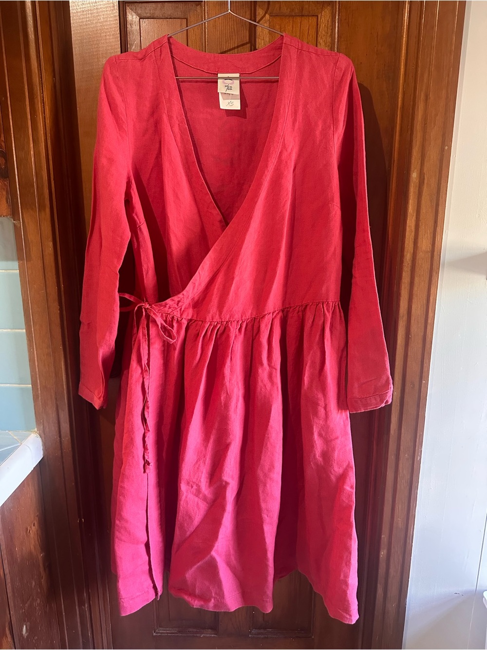 Son de Flor long sleeve pink wrap dress XS